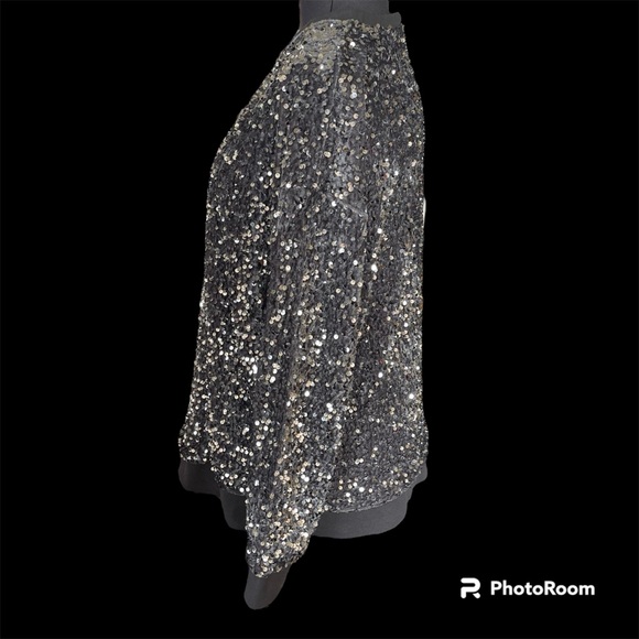 Shiraleah Sequin Velour Silver Sweater Sz XL - Picture 3 of 5